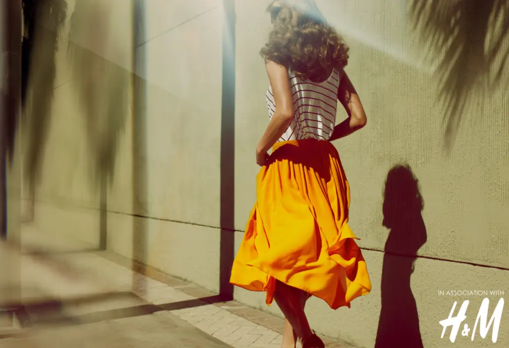 H M ADVERTISING yellow skirt