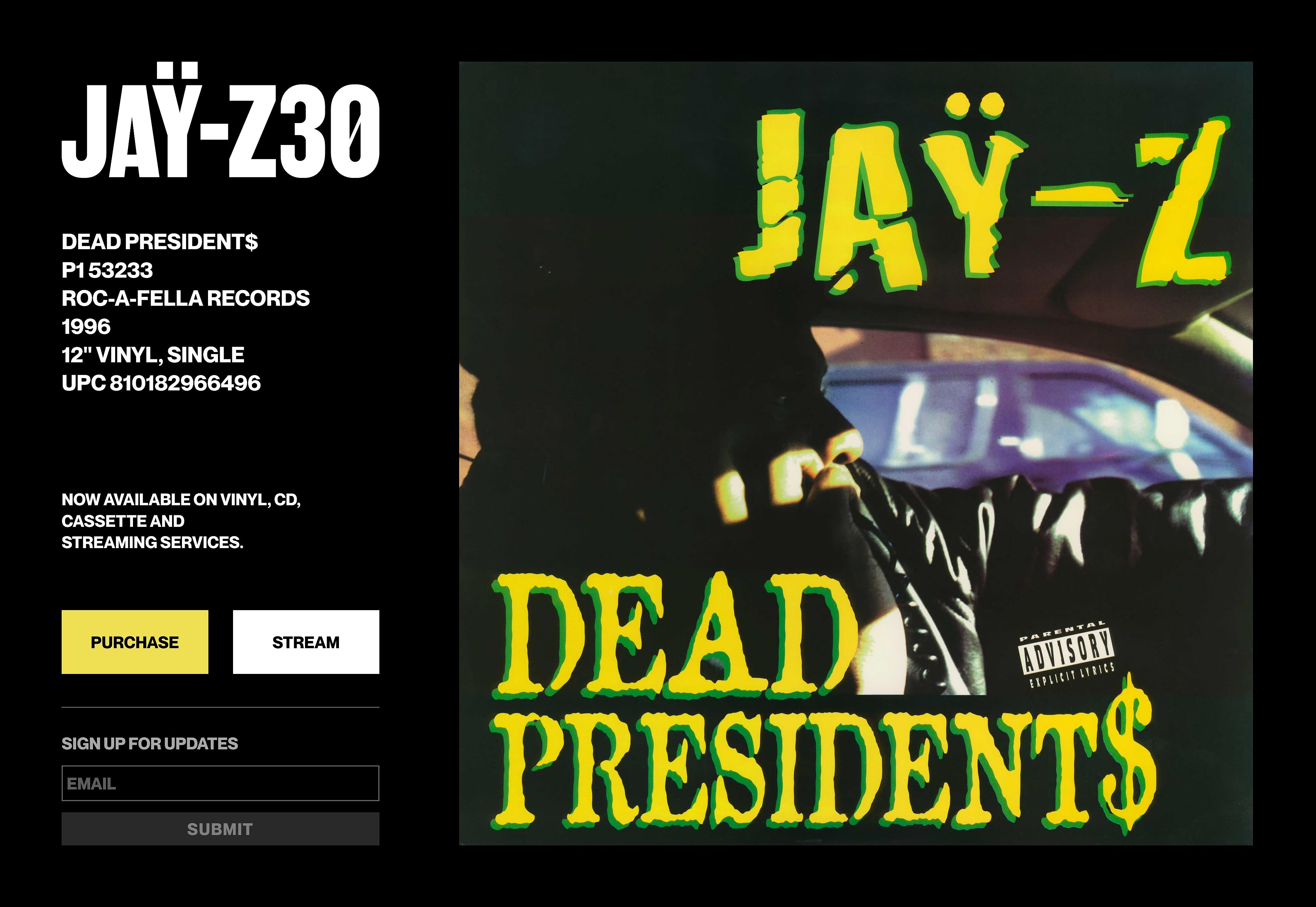 JAŸ-Z 30, Dead Presidents 30th Anniversary re-release